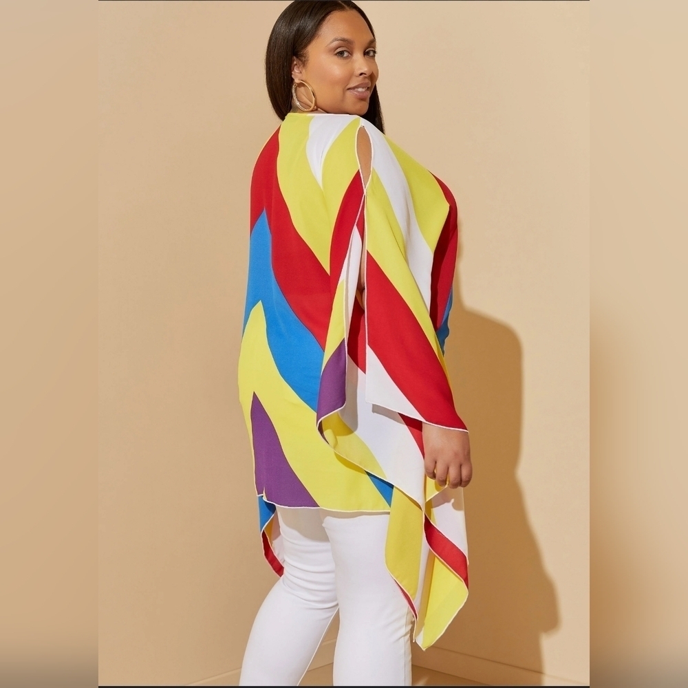 Ashley Stewart Strip Cutout Tunic.